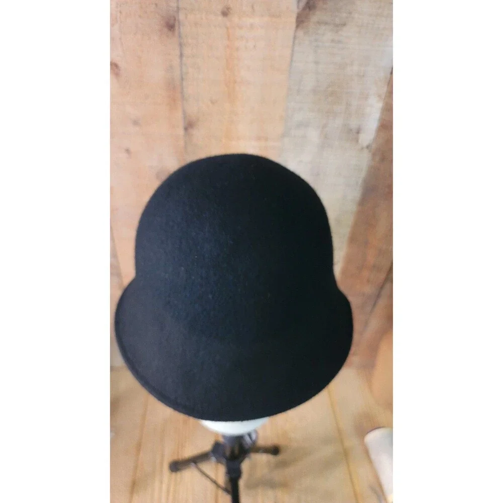 VTG Unbranded Black Wool Felt Blend Bucket Hat One Size Crushable
